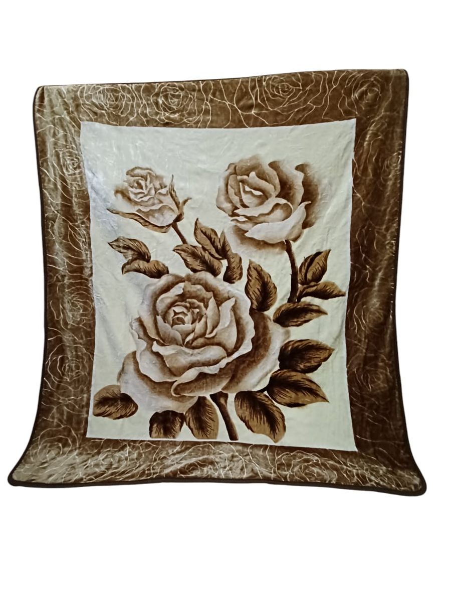SMTE -  Brown Polyester Flowers All Blanket