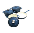 SMTE - Acesa - Quality 7 Piece Authentic Cast Iron Dutch Oven Cookware Pot Set - Indigo