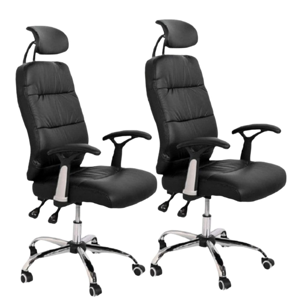 SMTE - Sastro - 2 PU Leather Reclining Office Chair with Head And Arm rests - Black