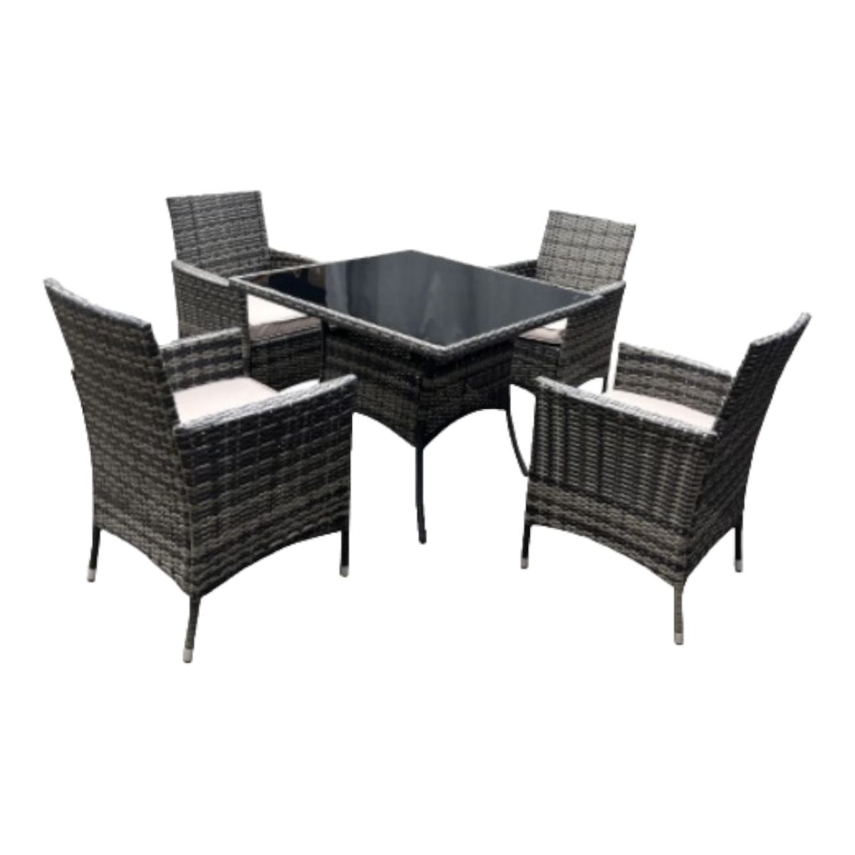 SMTE - Contour Outdoor 4 Piece Rattan Patio Furniture SetBlack
