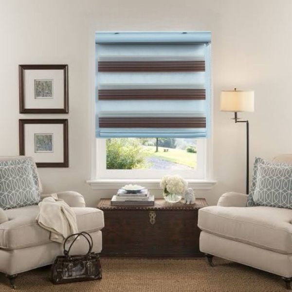 SMTE - Modern Quality Zebra Blinds Dual Layer, Day Night Blinds for WindowsBrown60 W x 220 L cm