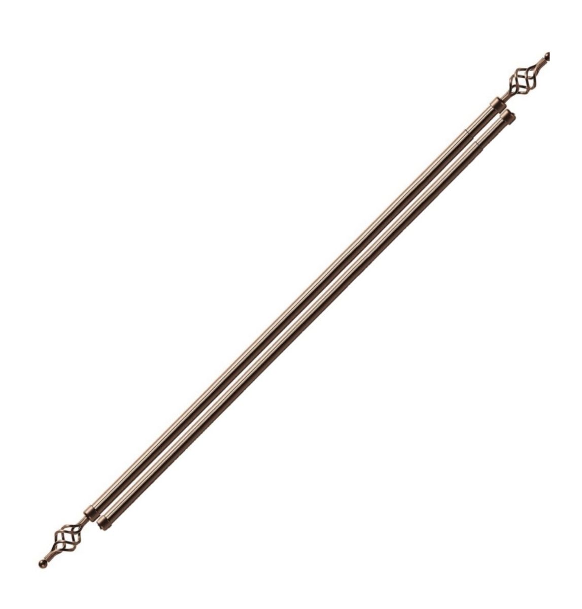 SMTE - Sastro Expandable Curtain Double Rod With Twisted Cage Finial - 2m Double - Brown
