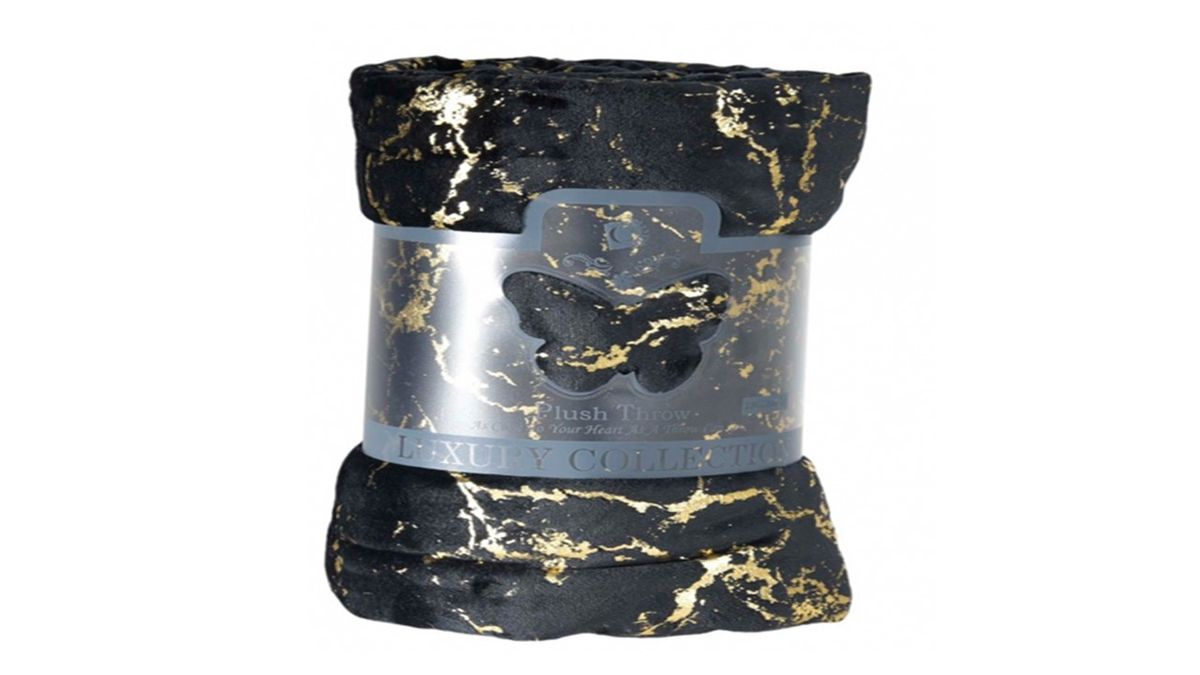 SMTE - Luxury Plush Throw Blanket - Black, Gold