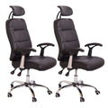 SMTE - Sastro - 2 PU Leather Reclining Office Chair with Head And Arm rests - Brown