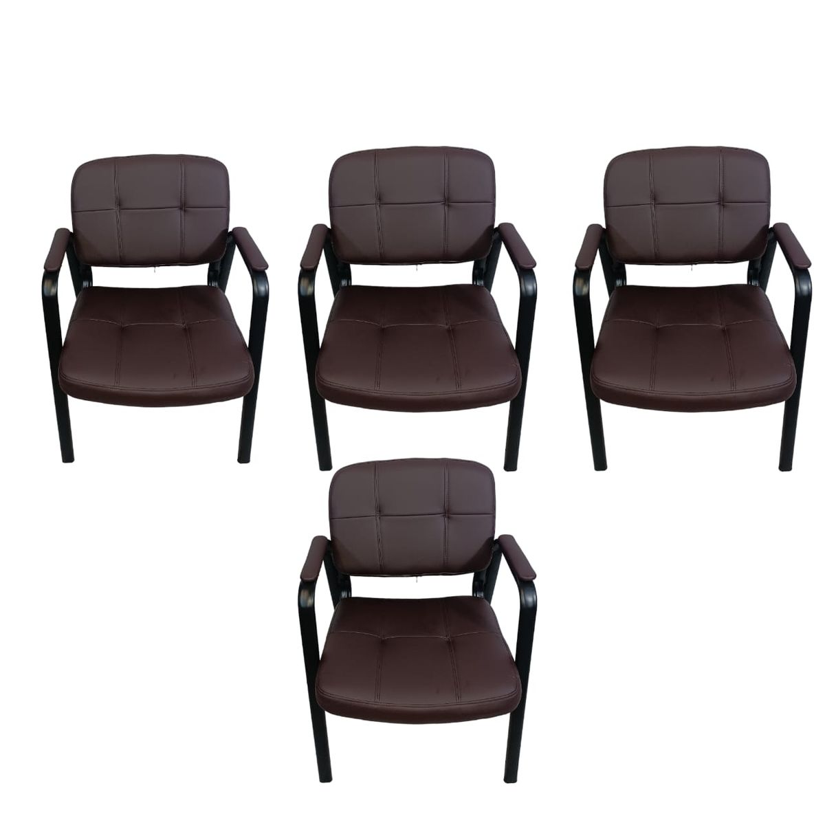 SMTE - Leather Office Chair set of 4Brown