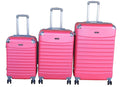SMTE - GAILY3Piece Bright Pink ABS HardShell Spinner Luggage Set with Lock