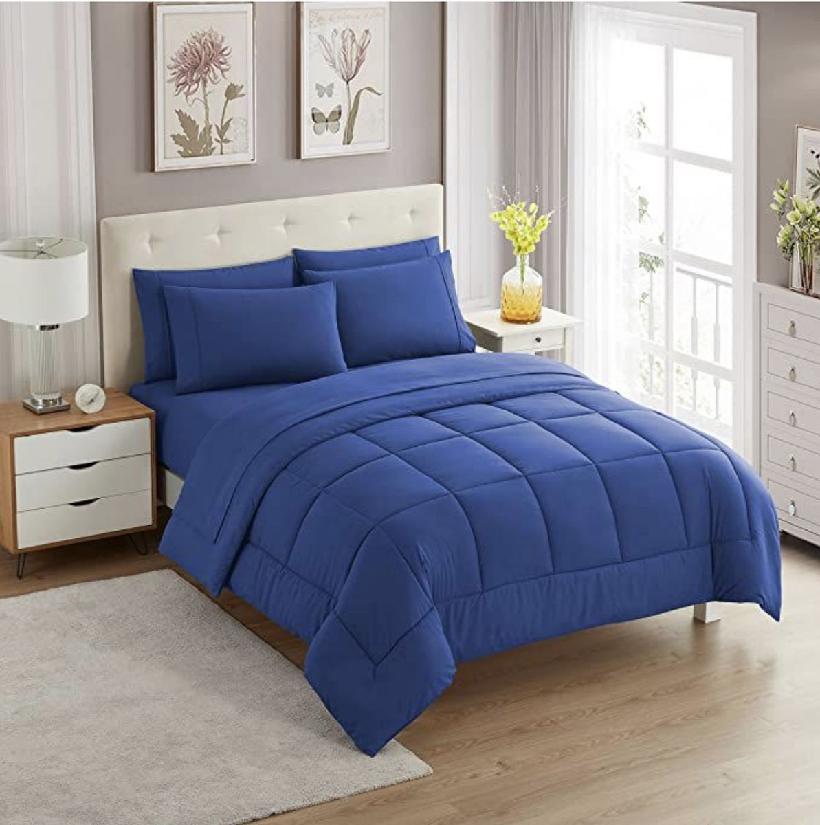 SMTE - 5 Piece Luxury Breathable Comforters Set - Queen - Navy