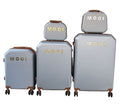 SMTE - MOOI 5Piece ABS HardShell Luggage SetSilver and Brown, Spinner Wheels, Lock