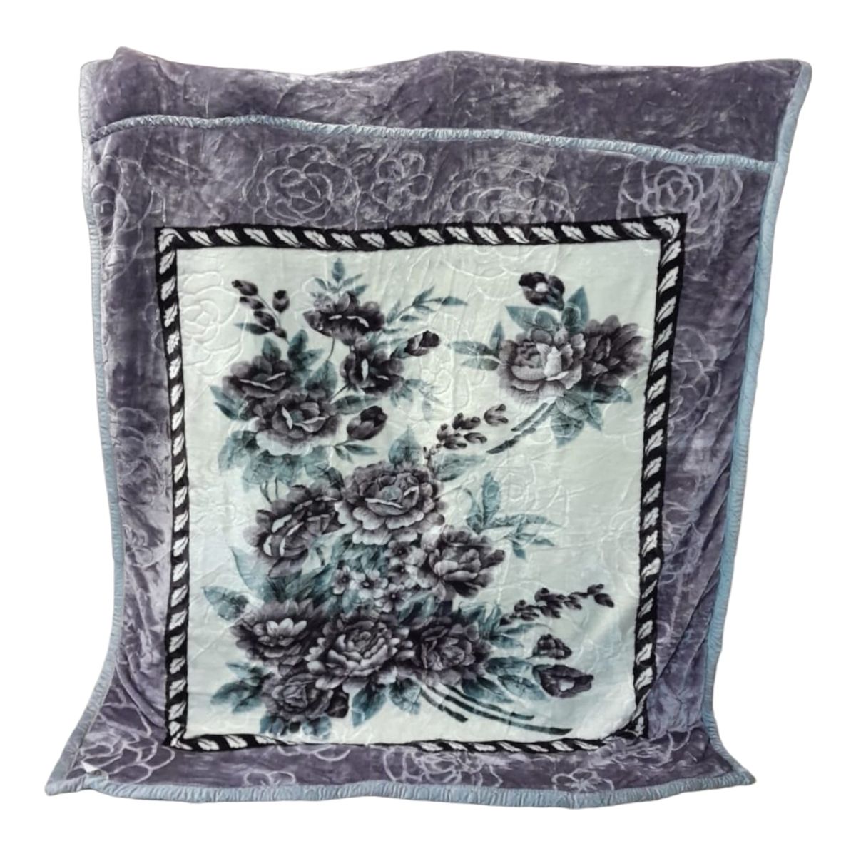 SMTE - Grey/Blue 2Ply High-Quality Polyester Blanket & Tieback