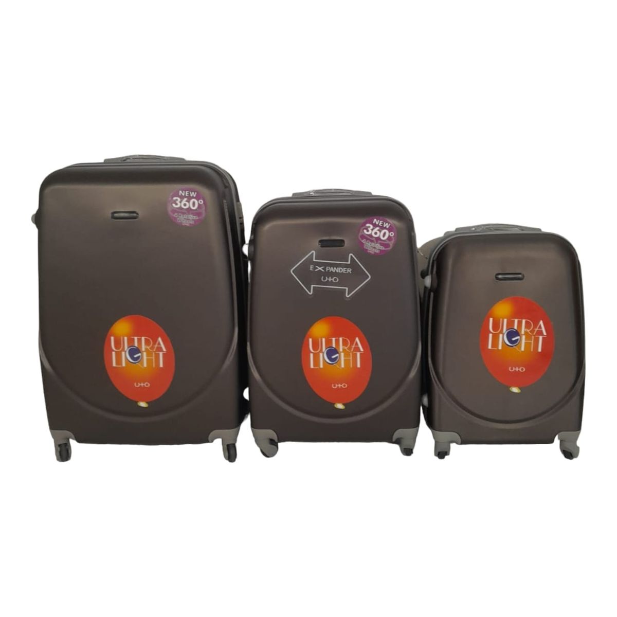 SMTE -  360 Lightweight Quad Wheel Quality Travel Ware-3 Piece Luggage Set - Brown