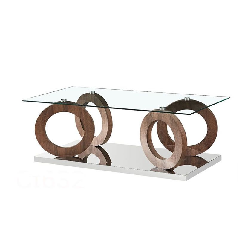 SMTE - Rectangle Clear Glass for Classy and Modern look Coffee Table-CT632 - Brown