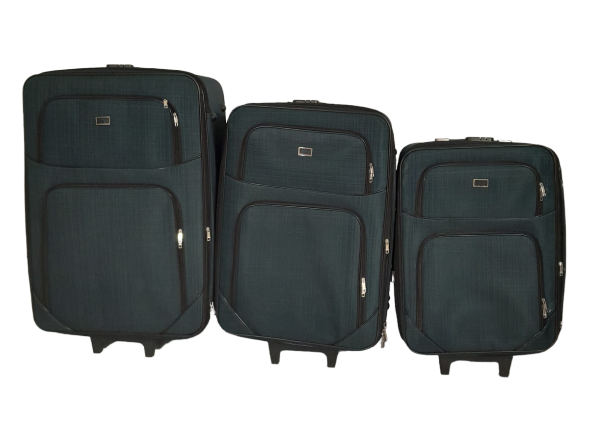 SMTE - 3 Piece Travel luggage Spinner- Fabric-Blue - 78 cm
