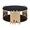SMTE - Modern Round Centre Gold and Black Coffee Table