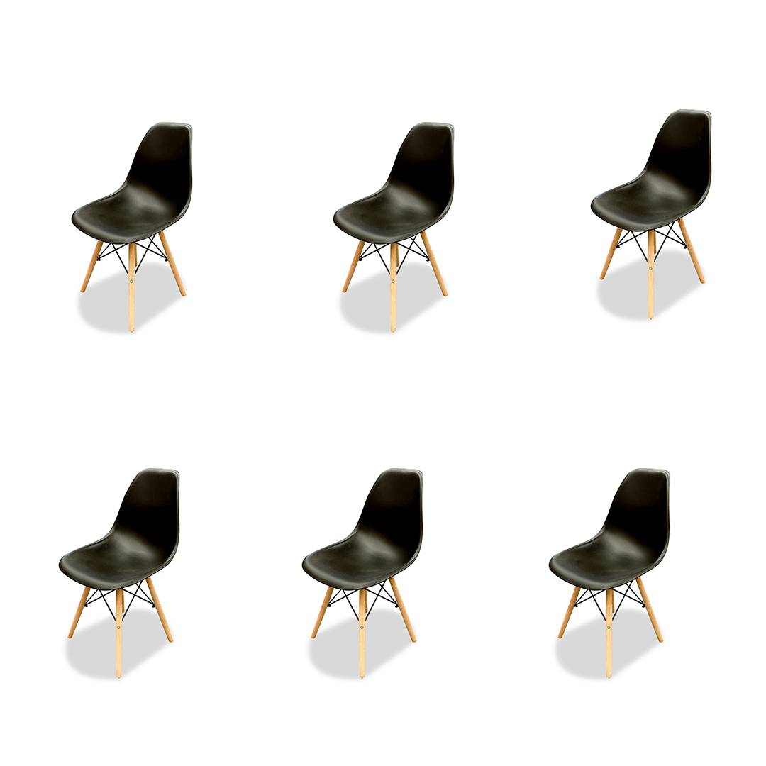 SMTE - Luna Kitchen and Dining Chairs - 6 x Chairs - Midnight Black