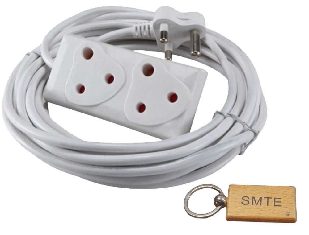 SMTE - 3m Extension Cord With A TwoWay MultiPlug Extension + Key Chain