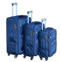 SMTE - Le Emporer Fabric 3 Piece Luggage Double Zip SuitcaseBlue
