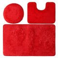 SMTE - Stunning 3 Piece Anti-Slip Soft Foam Bathroom Set - Red