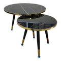 SMTE - Sastro - Quality Duo Marble Coffe Table - Black, Grey