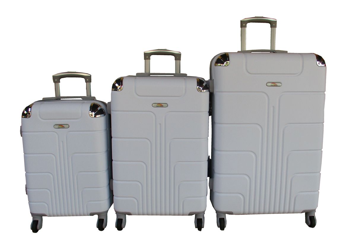 SMTE - Durable 3Piece ABS Luggage Set with Spinner Wheels, Combination LockWhite