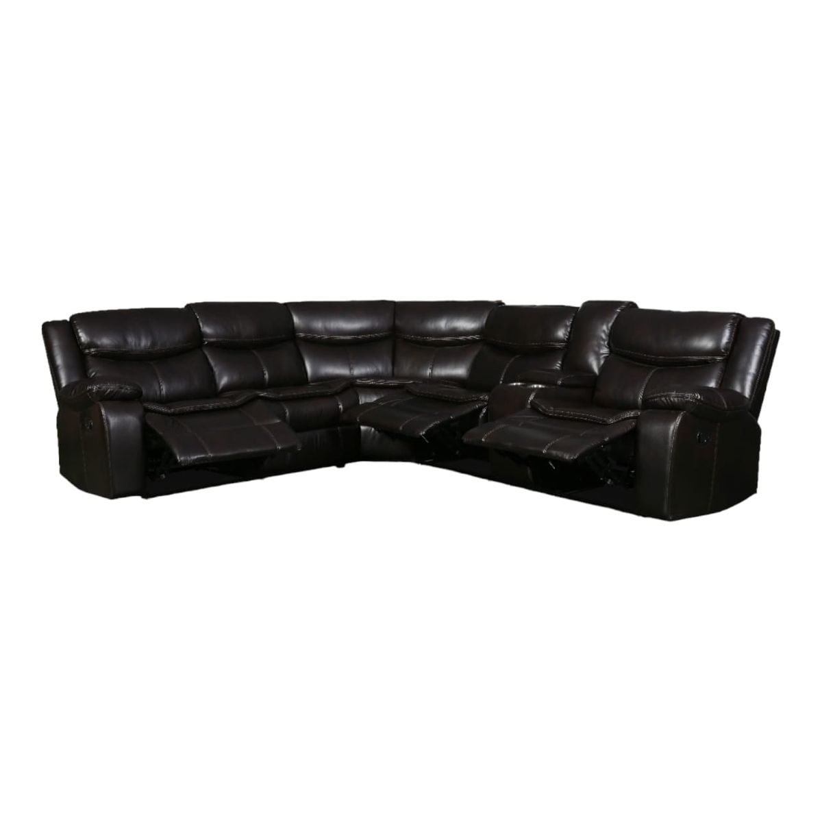 SMTE - L Shape Leather Recliner Set6967CRBlack