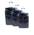 SMTE - Acesa Black Luggage Set of 3 Leather Travel Suitcase Set