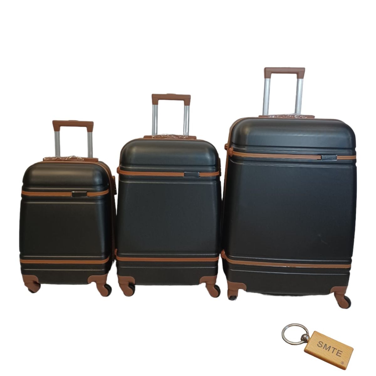 SMTE - 3 Piece Premium Bullet Luggage CollectionLight brown