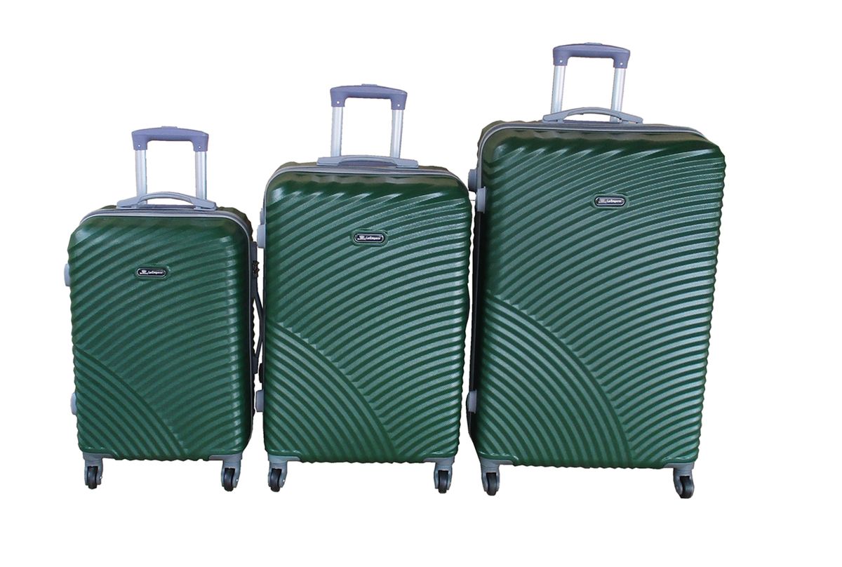 SMTE - Green 3Piece ABS Luggage SetDurable, Spinner Wheels, TravelFriendly.
