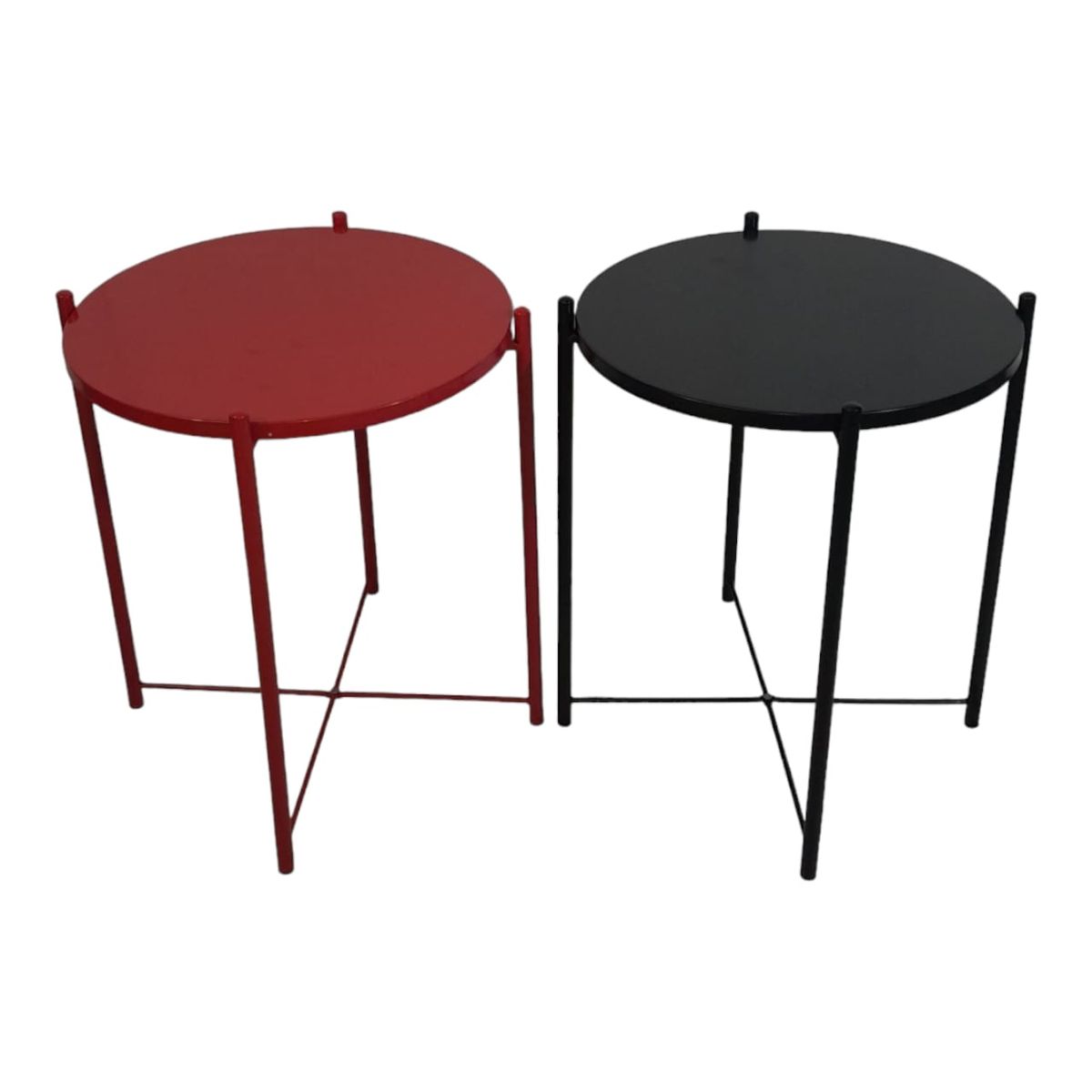 SMTE -  Round Occasional Coffee Table Set of 2Red And Black