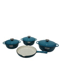 SMTE -  7Piece Cast Iron Pot SetNavy Blue