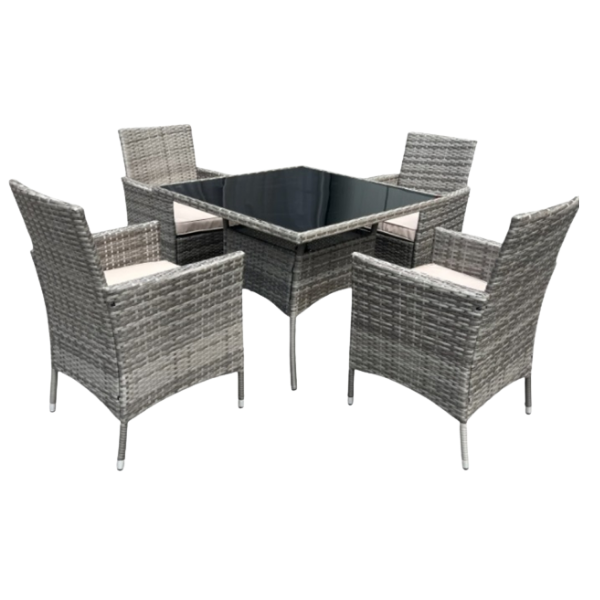 SMTE - Luna Garden Dining SetElegant Outdoor Furniture with Glass Tabletop