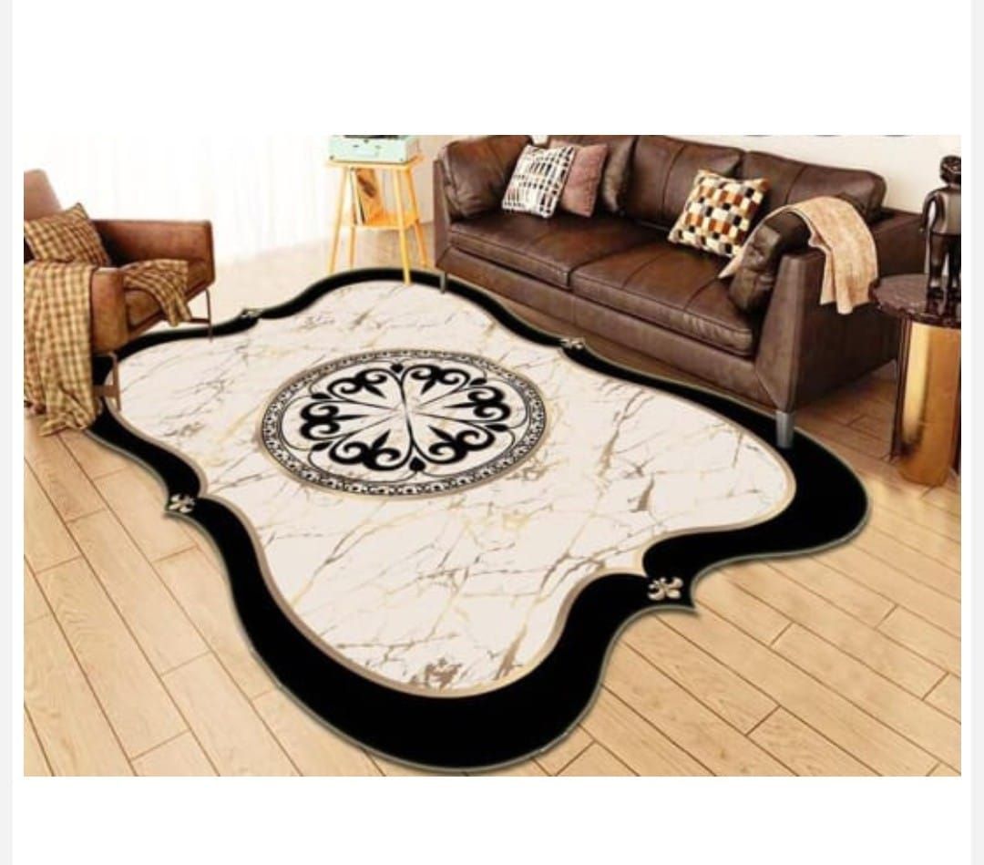 SMTE - Dream world 3D printed European Style Rugs - White Black