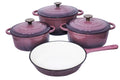 SMTE - 7 Piece Glazed Cast Iron Dutch Oven Cookware Pot & Pan Set - Pink