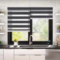 SMTE - Modern Quality Zebra Blind Dual Layer Day Night Blind for WindowDark Grey100 W x 220 L cm