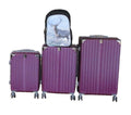 SMTE - Purple 3Piece ABS Spinner Luggage Set + Deer Winter Scene Backpack