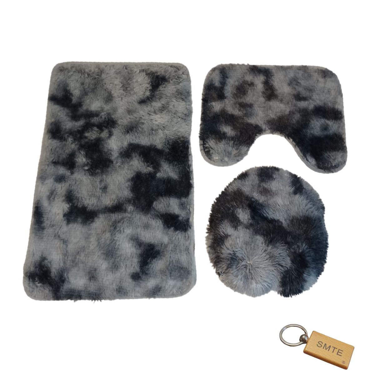 SMTE - Sumptuous Comfort: Plush and Fluffy Toilet Seat Cover+ KeyringGrey Mix