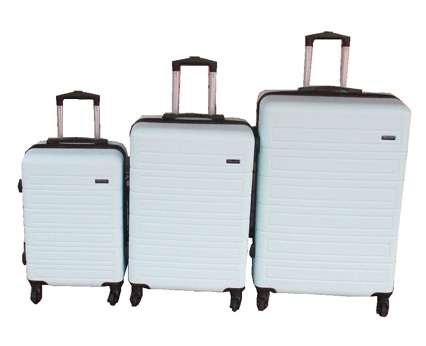 SMTE - 3Piece White ABS Luggage Set with Spinner Wheels and Nested Design