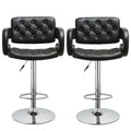 SMTE - 2 Piece Luxury Leather Metal Swivel Bar Stool - Black