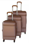 SMTE - 3Piece ABS HardShell Luggage Set with Spinner WheelsRose Gold Finish