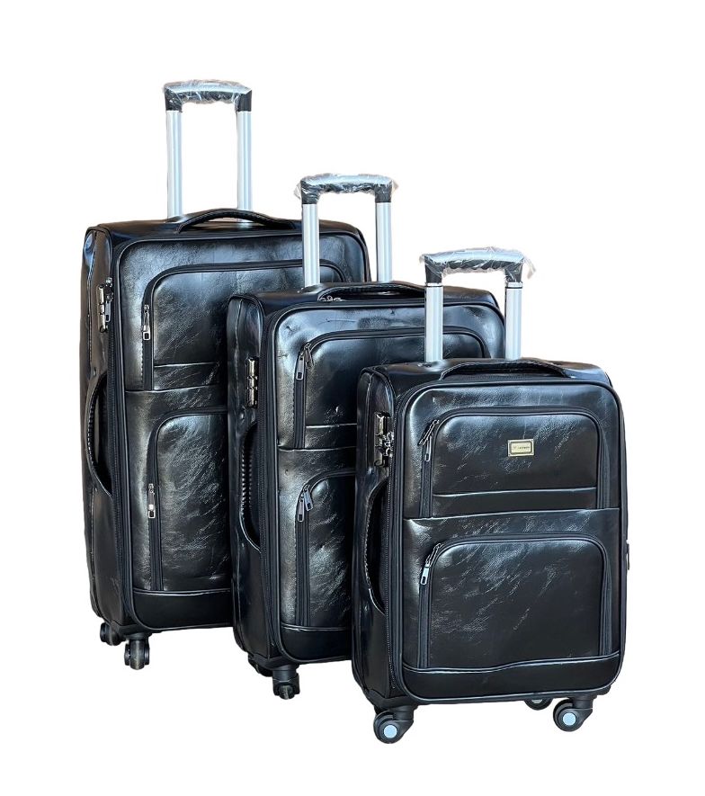 SMTE - Le Emporer Luggage Set Leather 3 Pieces SuitcasesMidnight Black