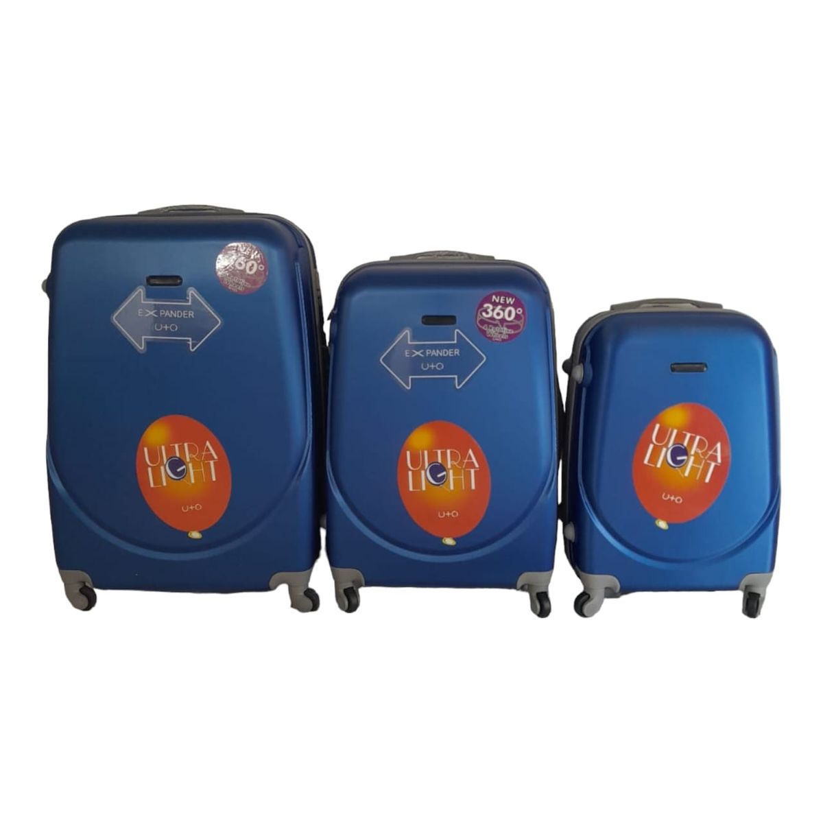 SMTE -  360 Lightweight Quad Wheel Quality Travel Ware-3 Piece Luggage Set - Blue