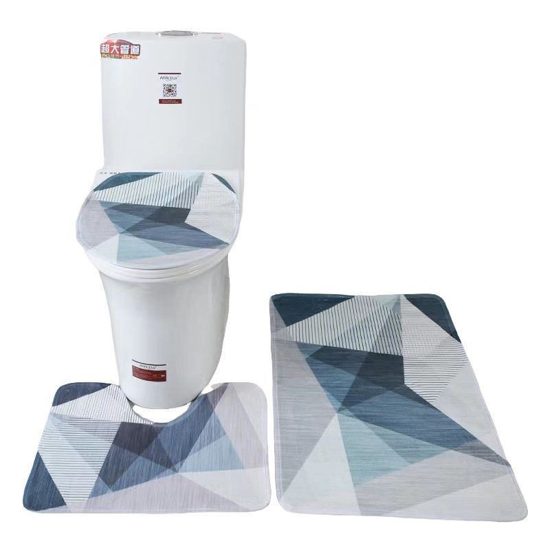 SMTE - Stunning 3 Piece Anti-Slip Soft Foam Bathroom Set - Triangle Pattern
