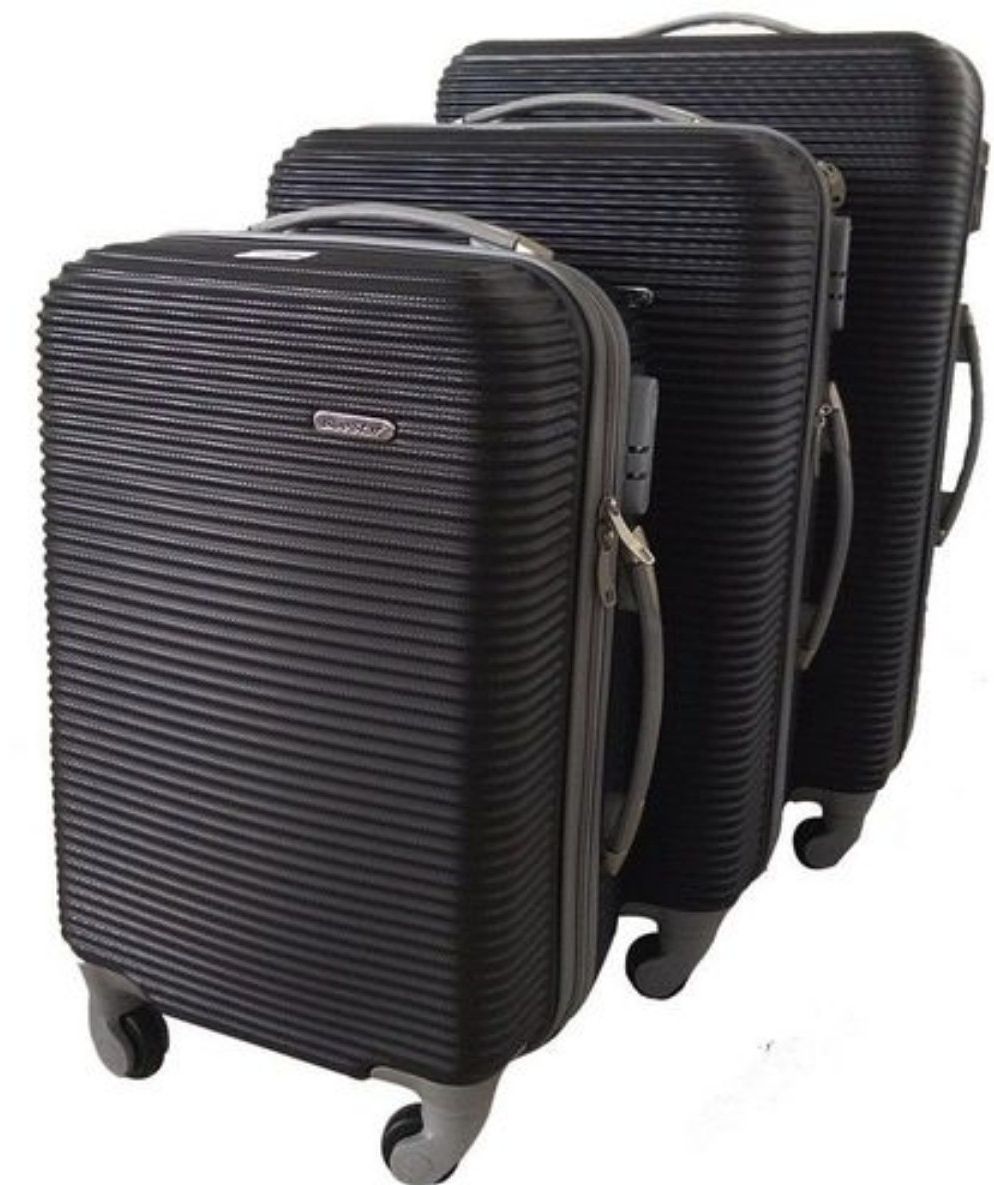 SMTE - Acesa Quality 3 Piece Hard Outer Shell Luggage Set - Black