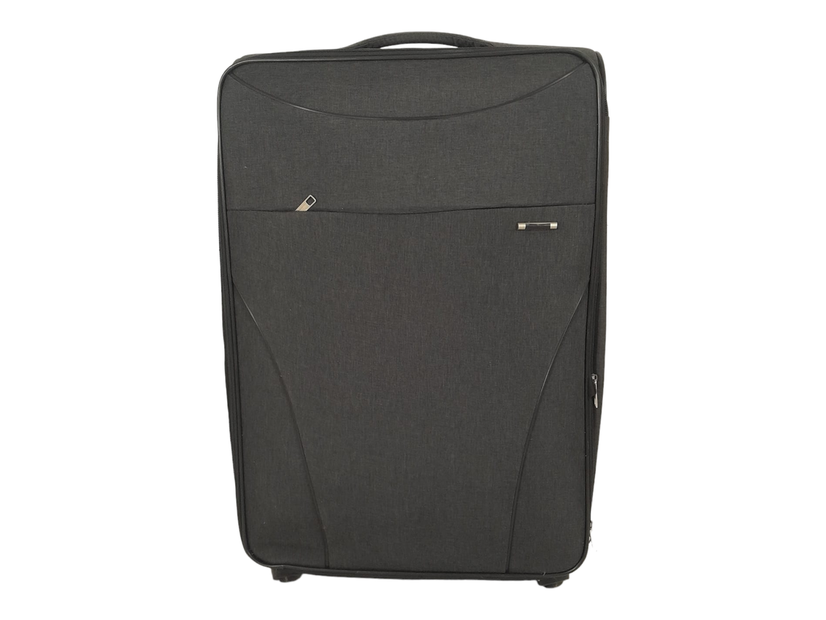SMTE - Quality Trolley 1 Piece Fabric Travel Luggage Spinner Suitcase Set - Grey - 65 cm