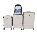 SMTE - 3Piece Cream ABS Luggage Set with Spinner Wheels + Buffalo School Bag