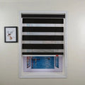 SMTE - Modern Quality Zebra Blinds Dual Layer,Day Night Blinds for WindowsP Black60 W x 220 L cm
