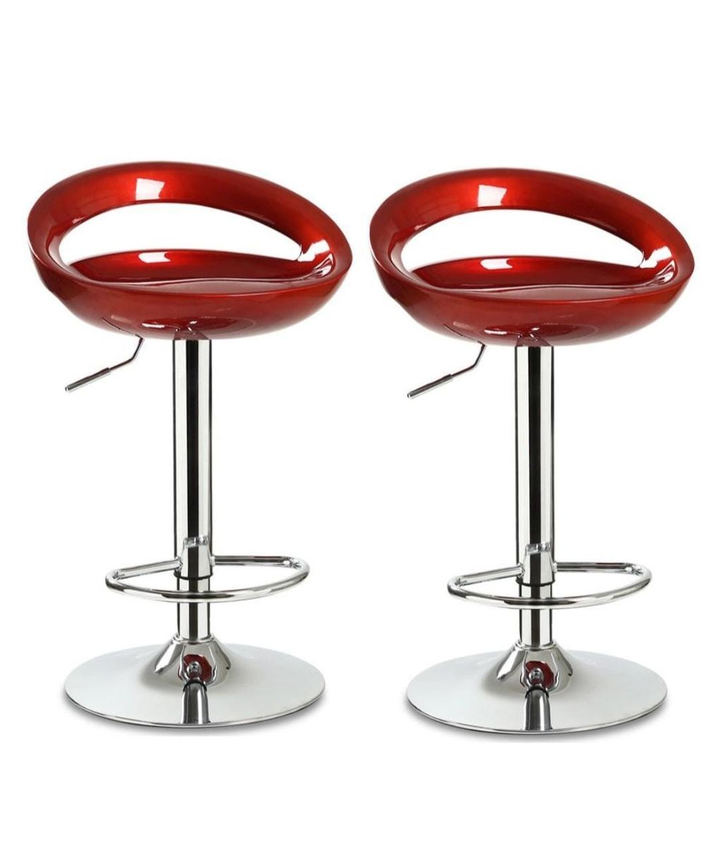 SMTE - Set Of 2 Modern Stylish Kitchen Breakfast Bar Stools - Red