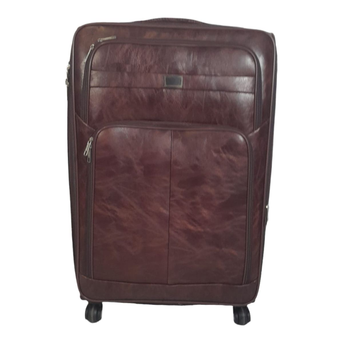 SMTE - Stylish Luggage Bag Set of 1 PU Leather Travel SuitcaseRed Brown65 cm