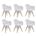 SMTE - 6 Pieces of Modern Design Non-Slip Eames Dining Arm Chairs Set - White
