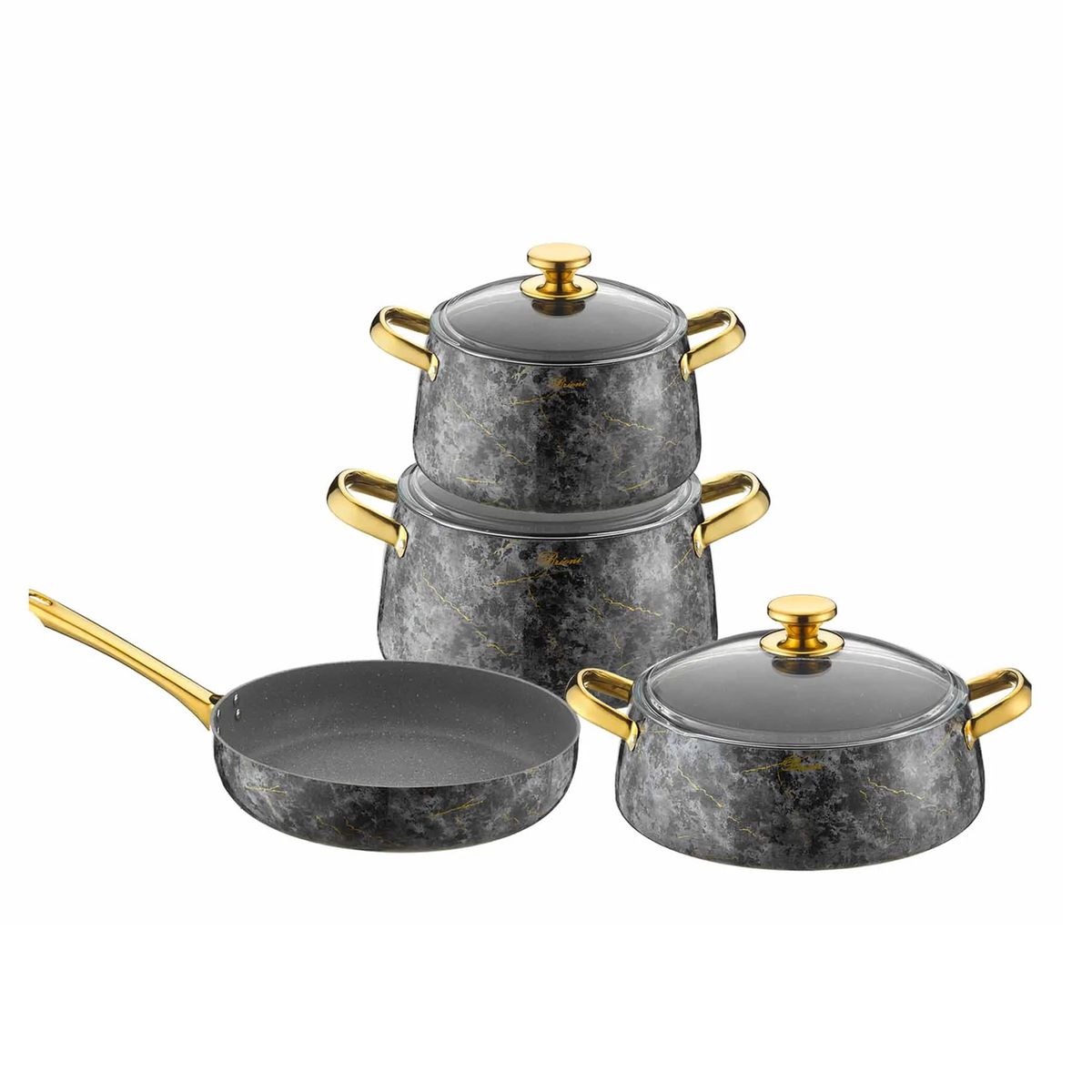 SMTE - Brioni Flora Cookware Set - Black - 7 Piece