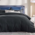 SMTE - Asa - High Quality Fabric Premium Duvet Covet Set - Black - Queen